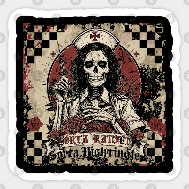 Ratchet Sorta Nightingale Skeleton Nurse Halloween Sticker by JessArty
